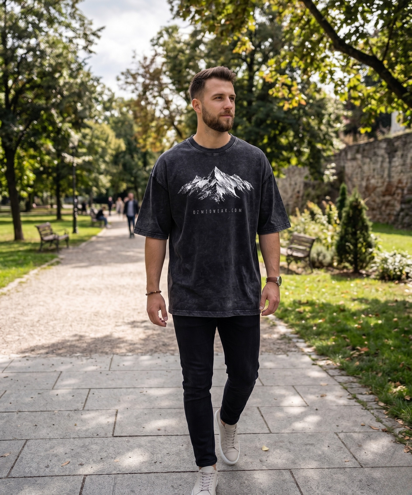 Ozmio Bamboo Slub Snow‑Washed Tee