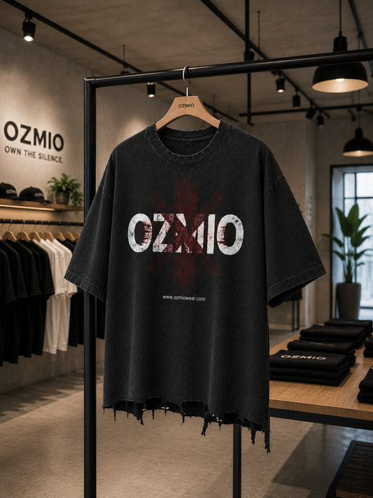Ozmio Snow Wash Raw-Hem Boxy T-shirt T005