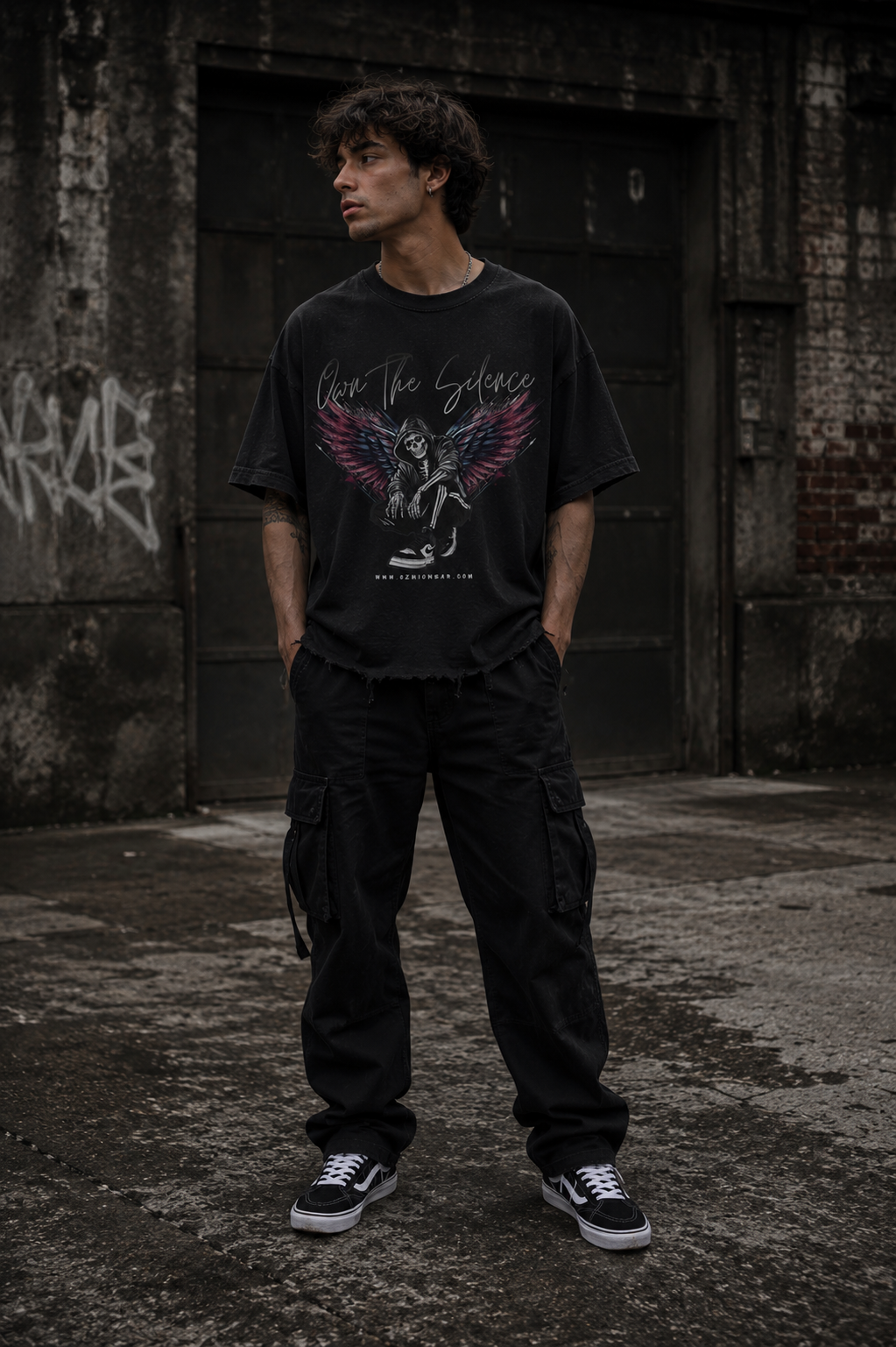 Ozmio Snow Wash Raw-Hem Boxy T-shirt T006