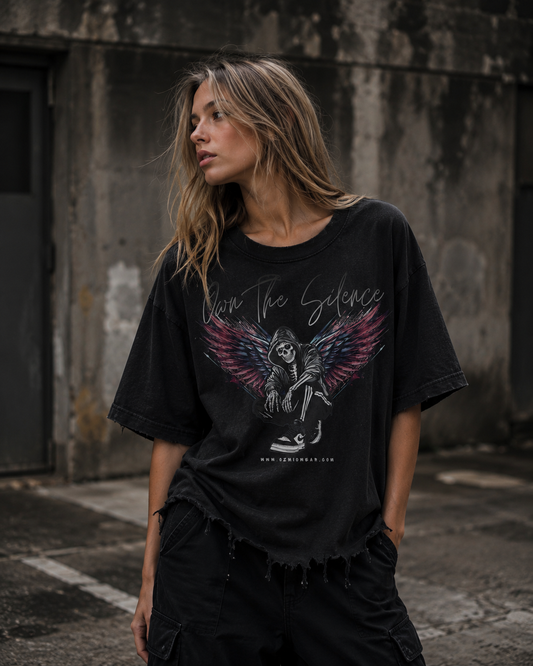 Ozmio Snow Wash Raw-Hem Boxy T-shirt T006