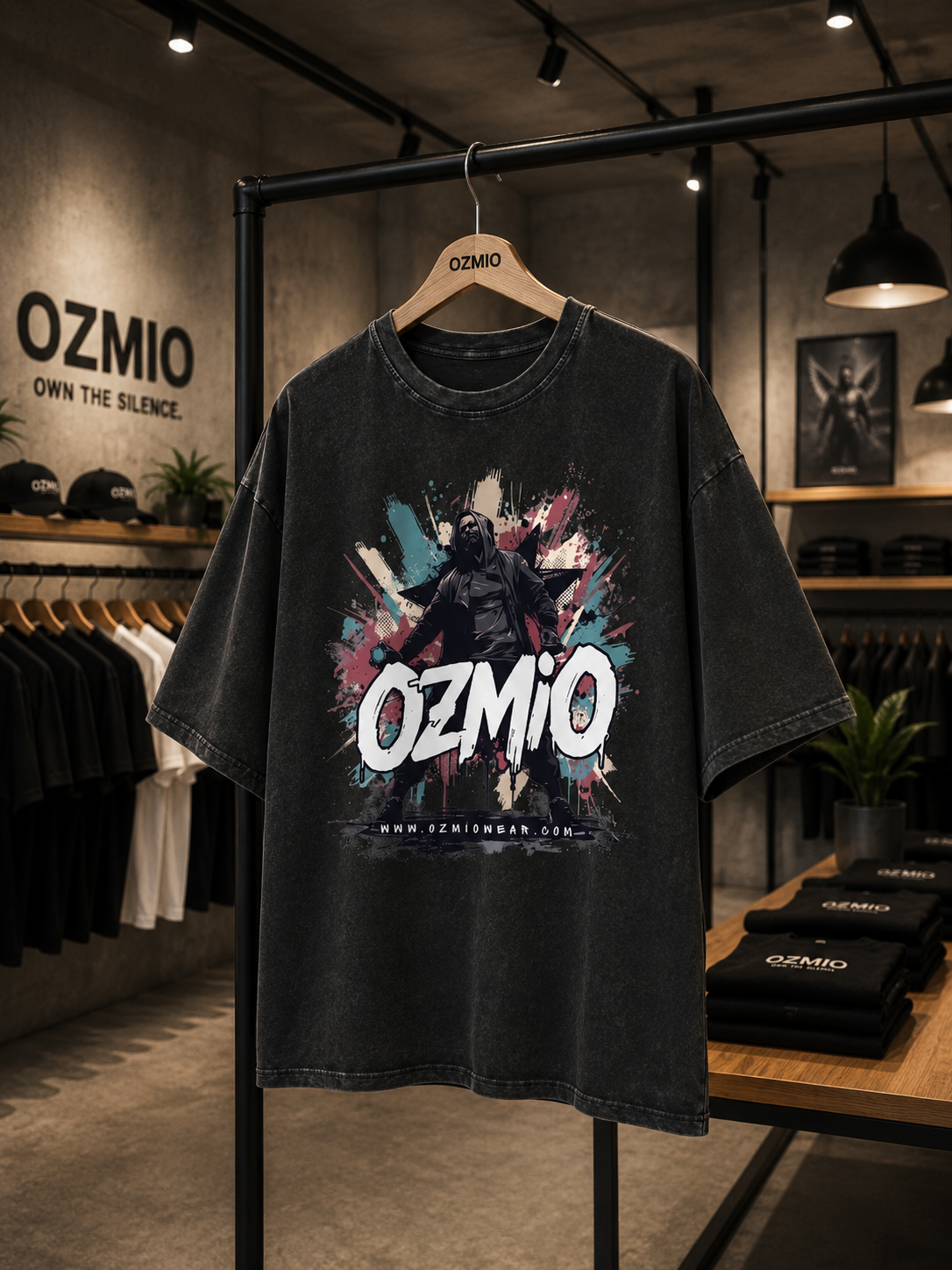OZMIO Mineral Wash Boxy Cotton T-Shirt (Men)