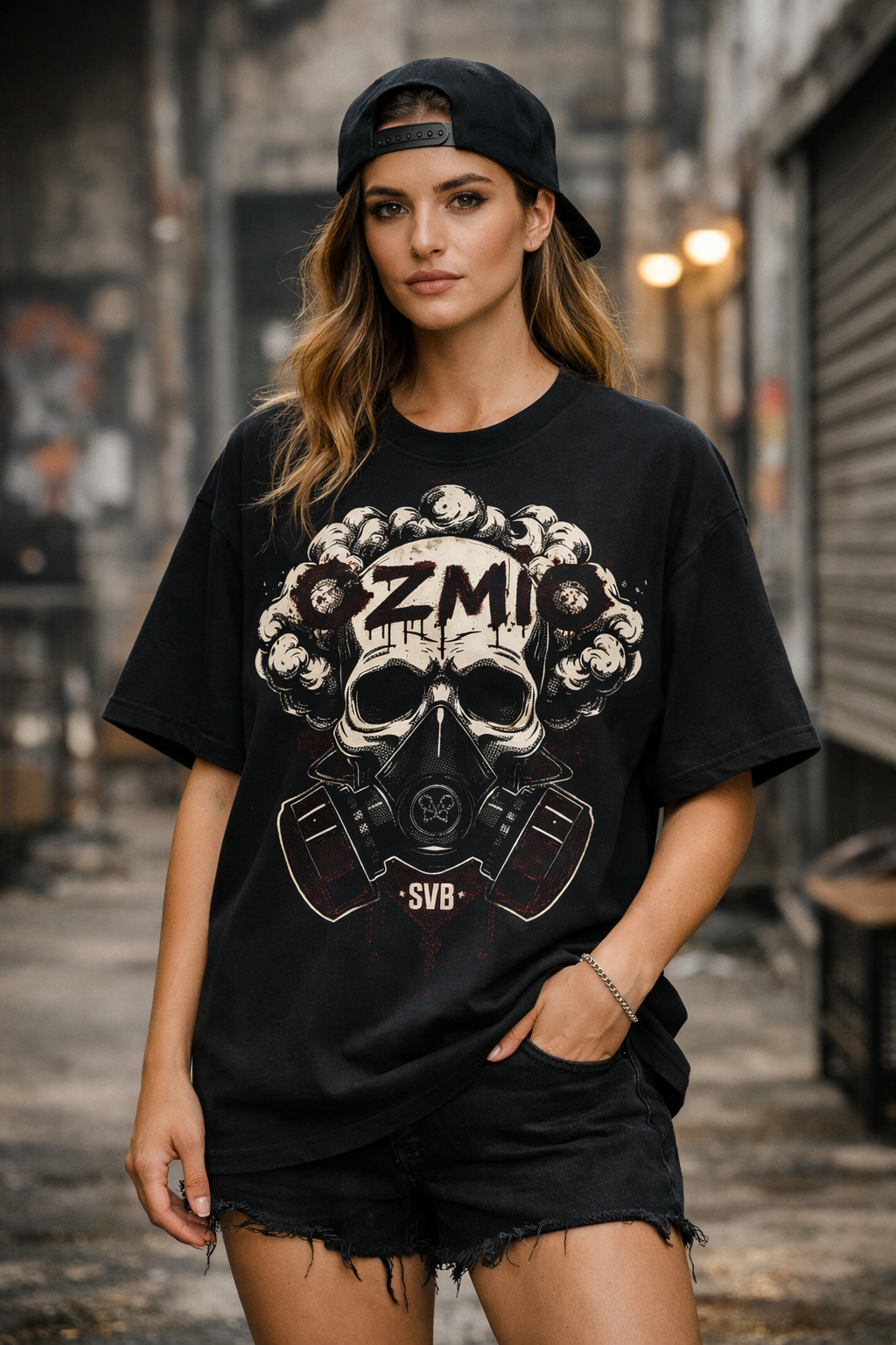Ozmio  Bamboo Toxic Skull Oversized Tee