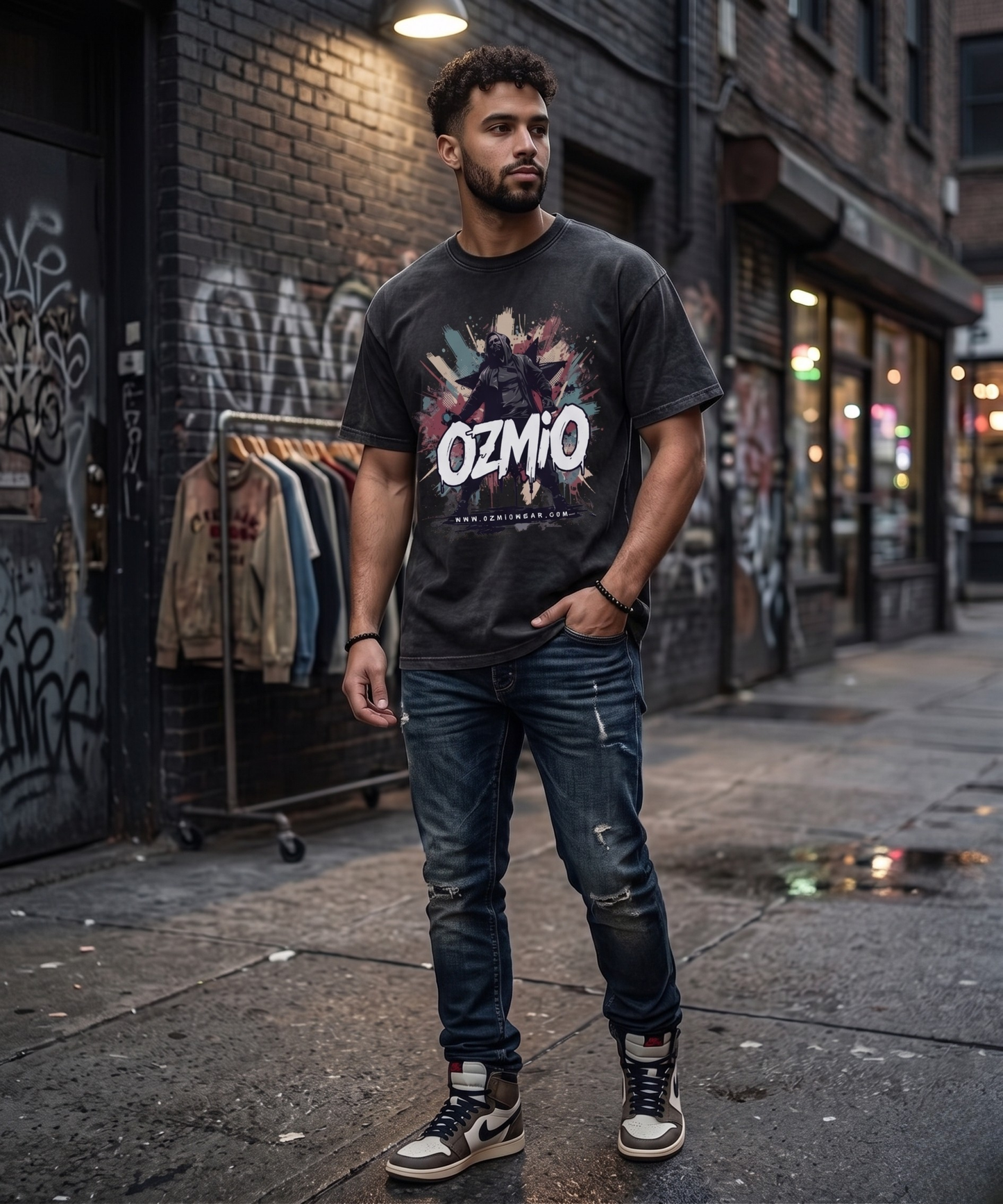 OZMIO Mineral Wash Boxy Cotton T-Shirt (Men)